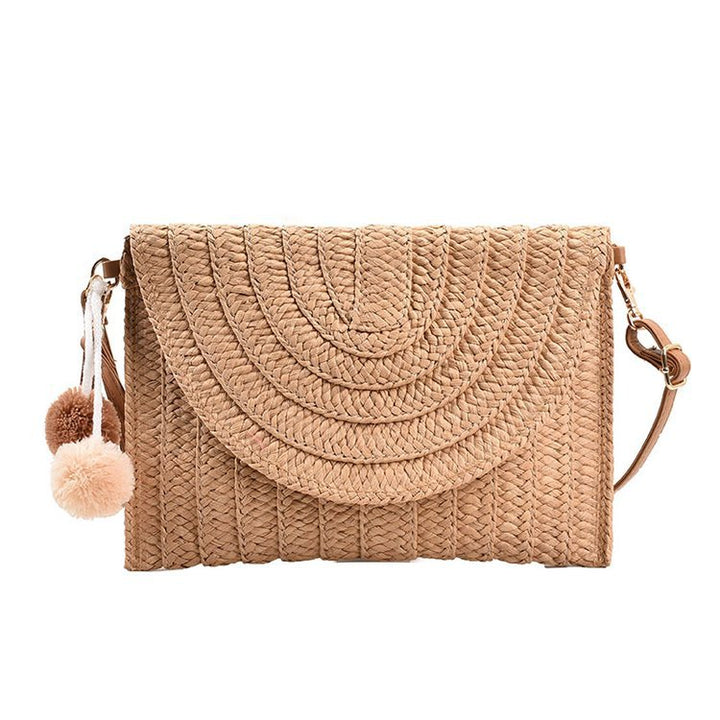 Braided shoulder bag with creative pom poms Kalsten