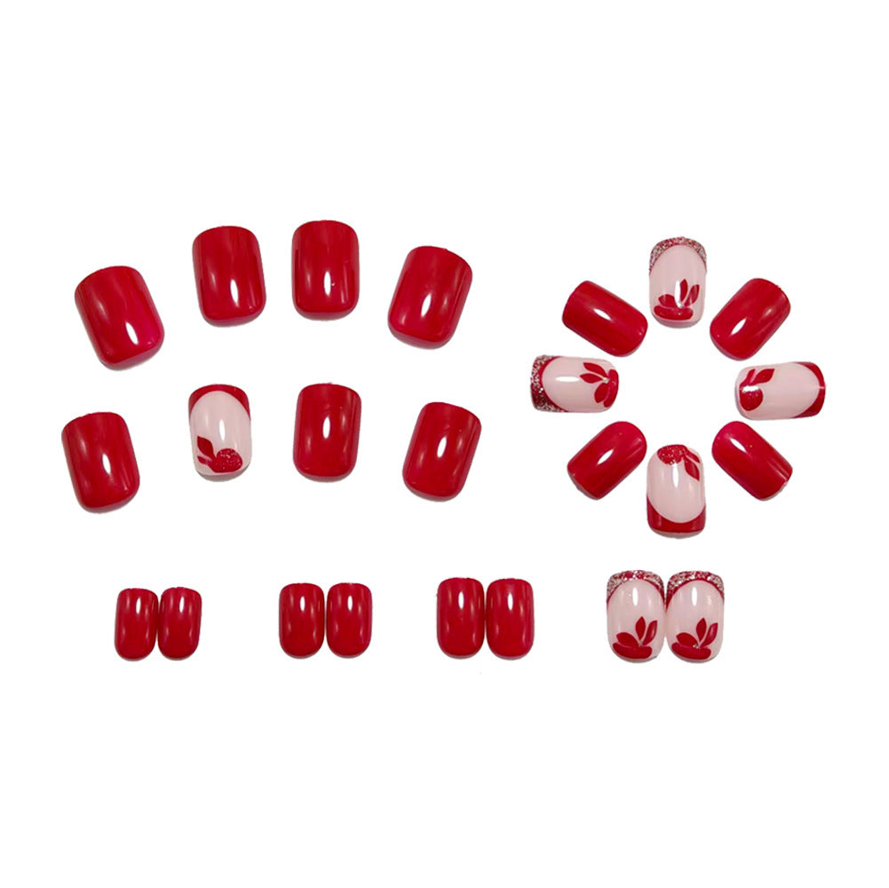 Artificial nails with floral design and elegant glitter details Kalsten