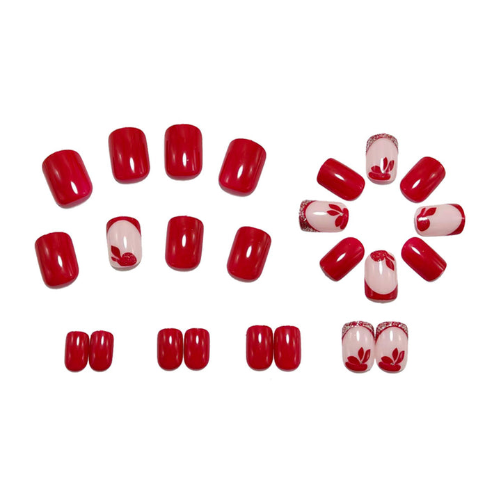 Artificial nails with floral design and elegant glitter details Kalsten