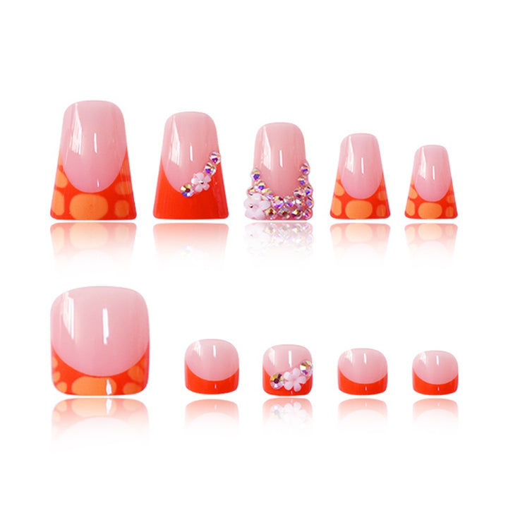 Decorative Press-On Nail Set with Vibrant Shapes and Gems Kalsten
