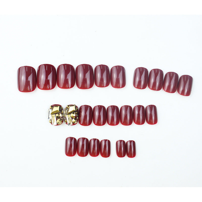Glossy Press-On Nail Set with Decorative Gem Accents Kalsten