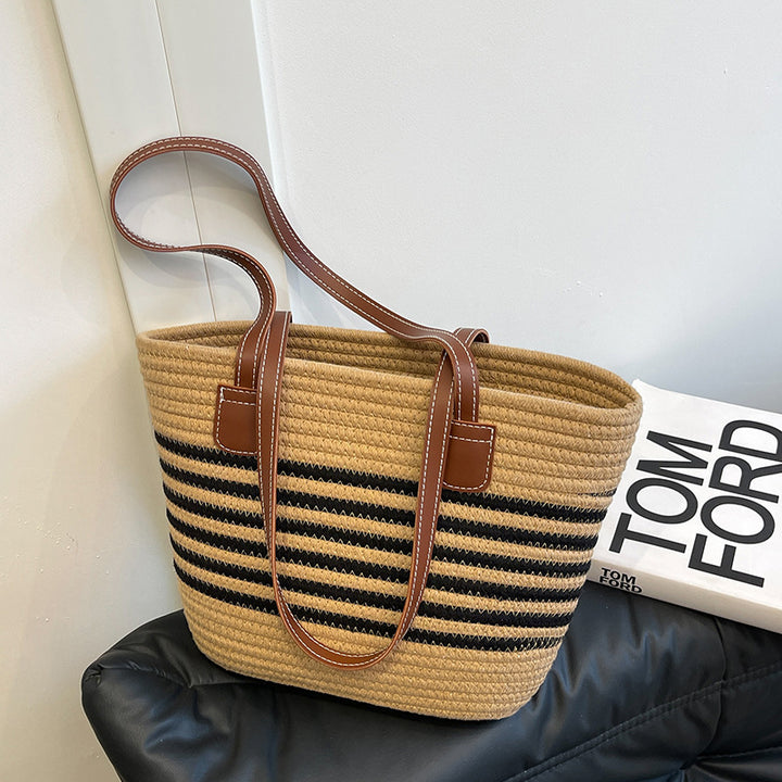 Striped Woven Beach Tote Bag Kalsten
