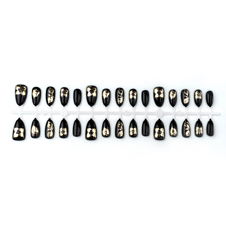 Artificial nail set with elegant 3D flowers and glamorous decorations Kalsten