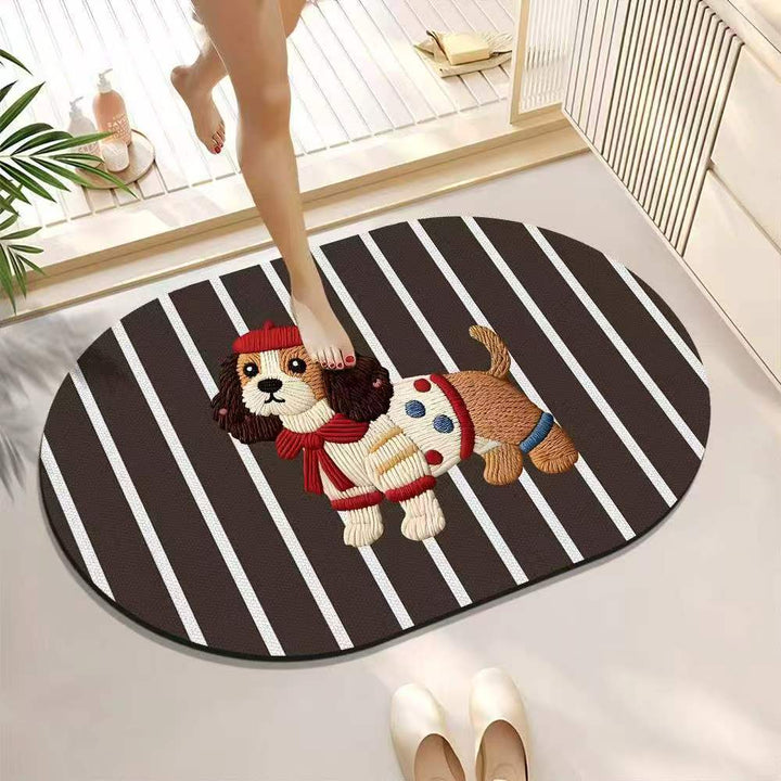 Playful Puppy-Themed Soft Bath Mat