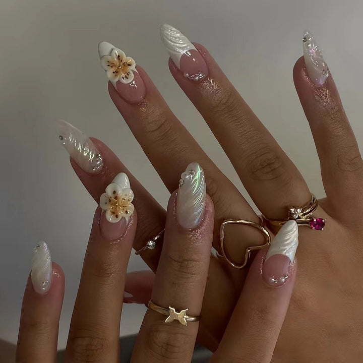 Floral 3D Acrylic Nail Enhancements Kalsten