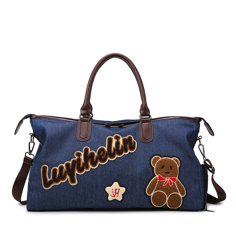 Cute Embroidered Denim Duffle Bag Kalsten