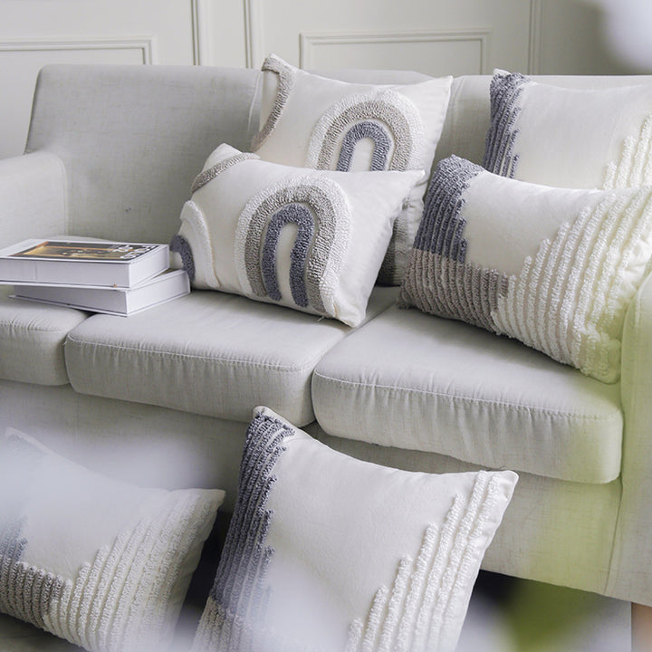 Textured Tufted Decorative Throw Pillow Cover with Loop Stitch Accent