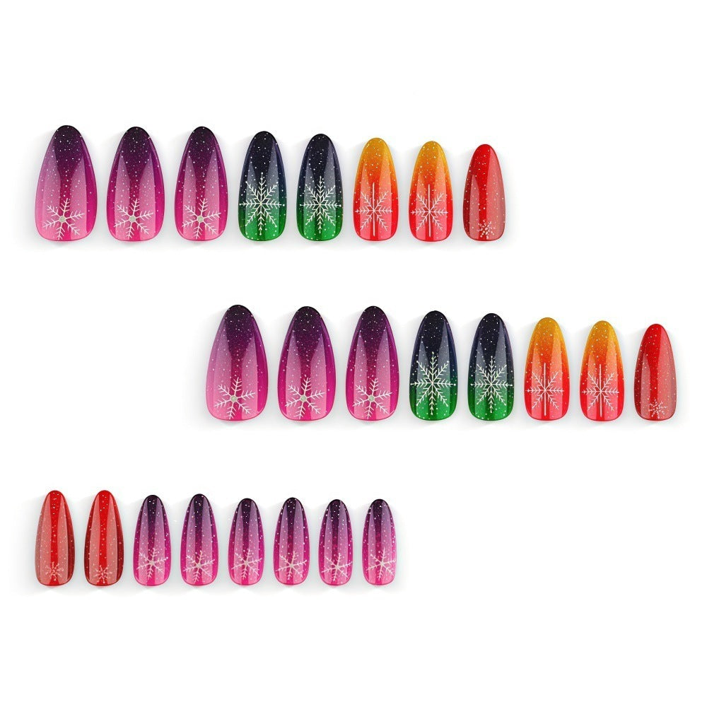 Artificial nails with snowflake motif in glitter finish Kalsten