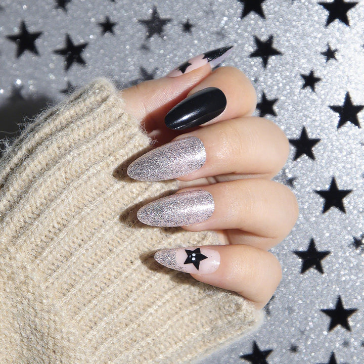 Glamorous Glittery Stiletto Press-On Nails Kalsten