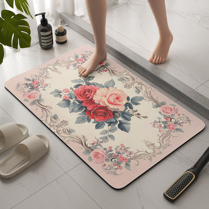 Vintage Floral Bath Mat Kalsten