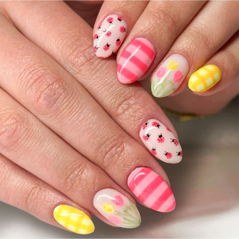 Artistic Star and Polka Dot Press-On Nails