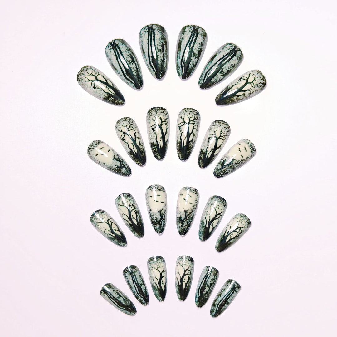 Art nails with impressive forest motif Kalsten