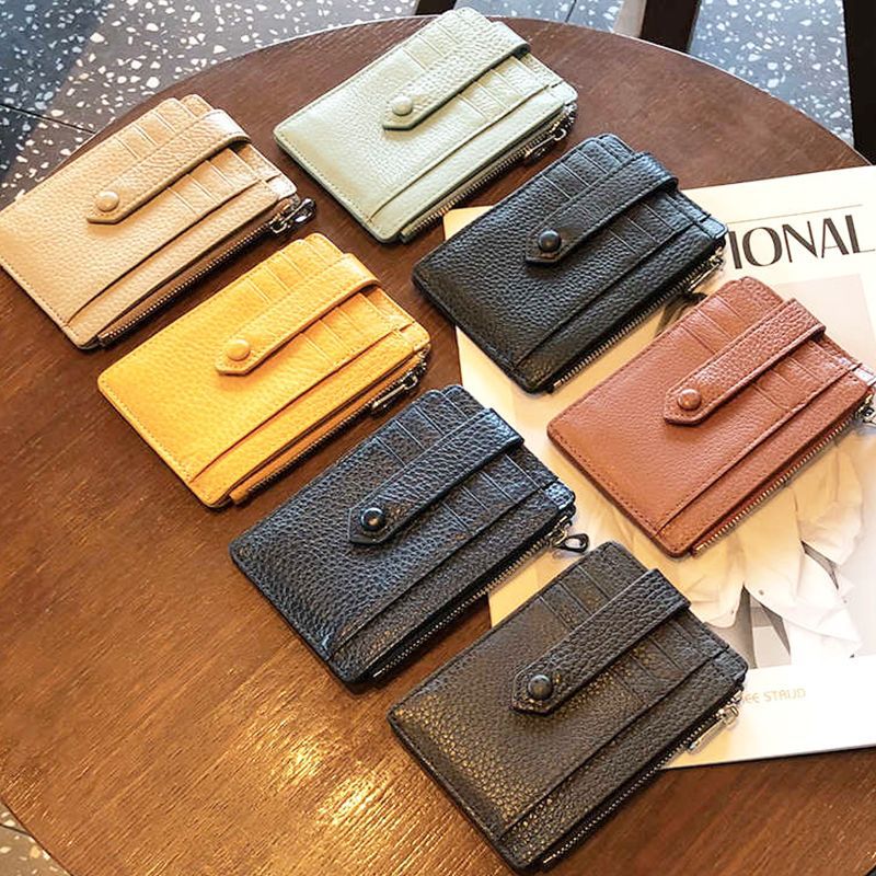 Compact Leather Zippered Card Holder