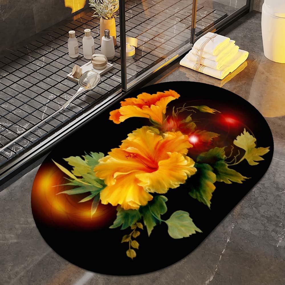 Floral Art Bath Rug Kalsten