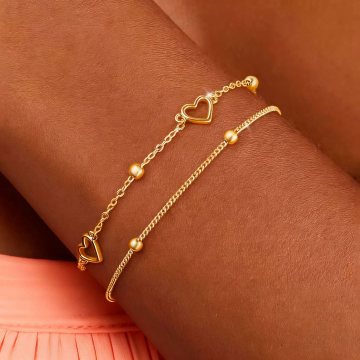 Heart Charm Layered Bracelet Kalsten