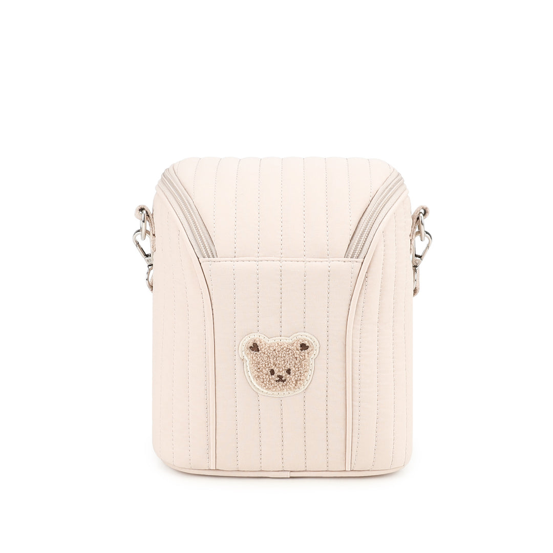 Fashionable Shoulder Bag with Quilted Design and Cute Bear Motif Kalsten