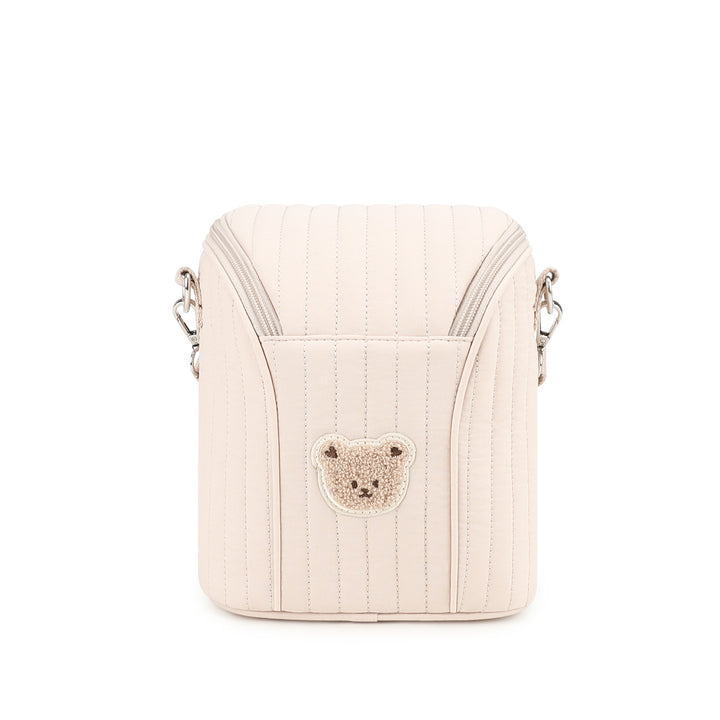 Fashionable Shoulder Bag with Quilted Design and Cute Bear Motif Kalsten