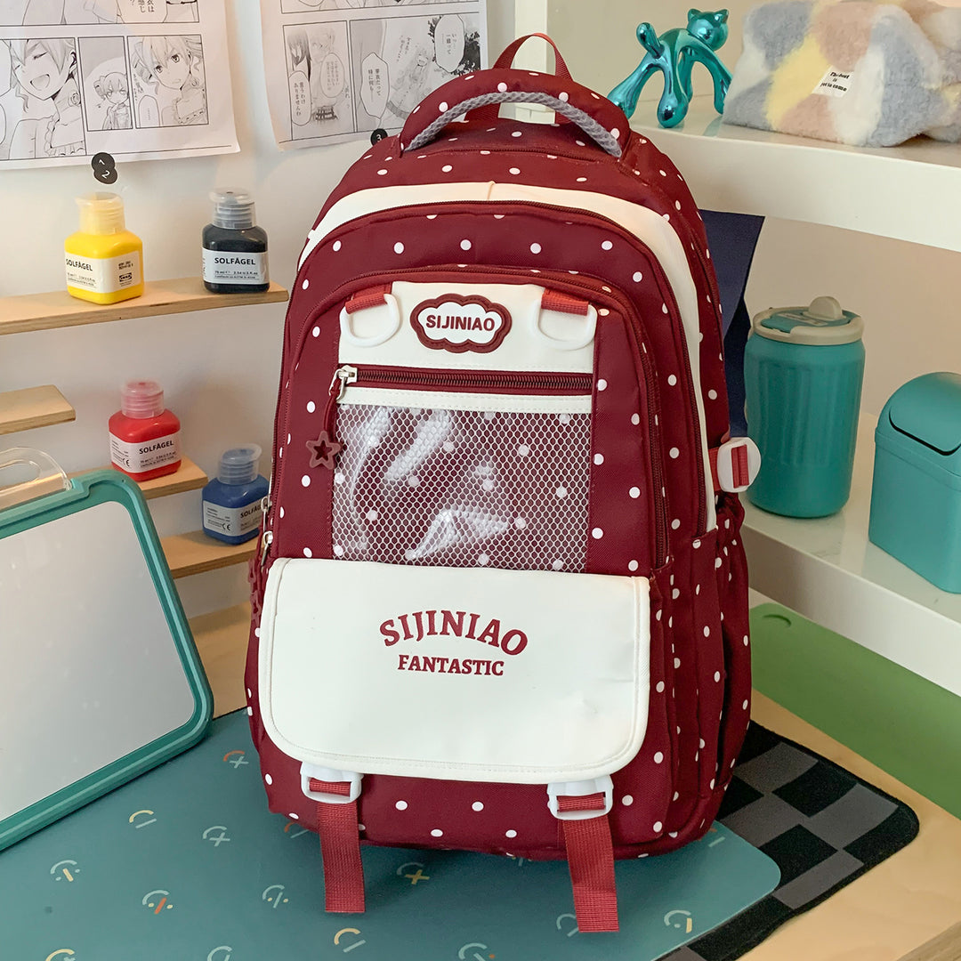 Stylish Polka Dot School Backpack Kalsten