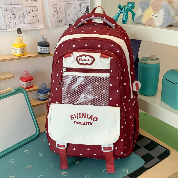 Stylish Polka Dot School Backpack Kalsten