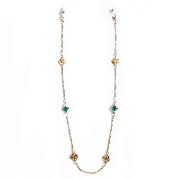 Elegant Necklace with Sparkling Green Stones Kalsten