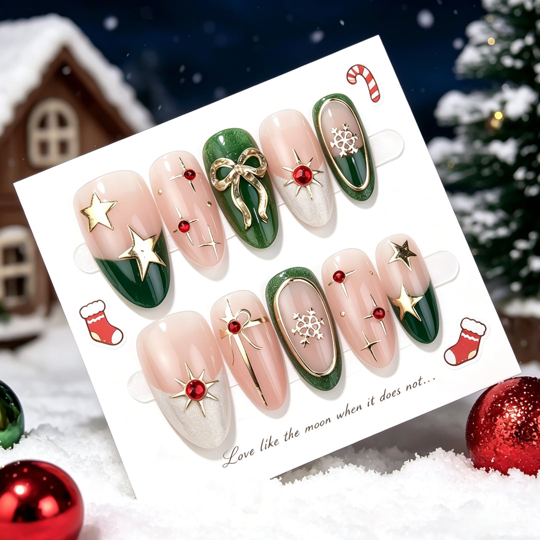 Holiday-Themed Glamorous Press-On Nail Art Set