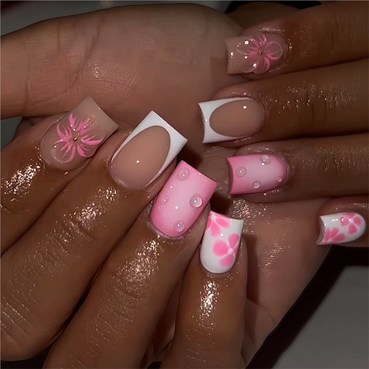 Acrylic nail set with floral and glamorous design Kalsten