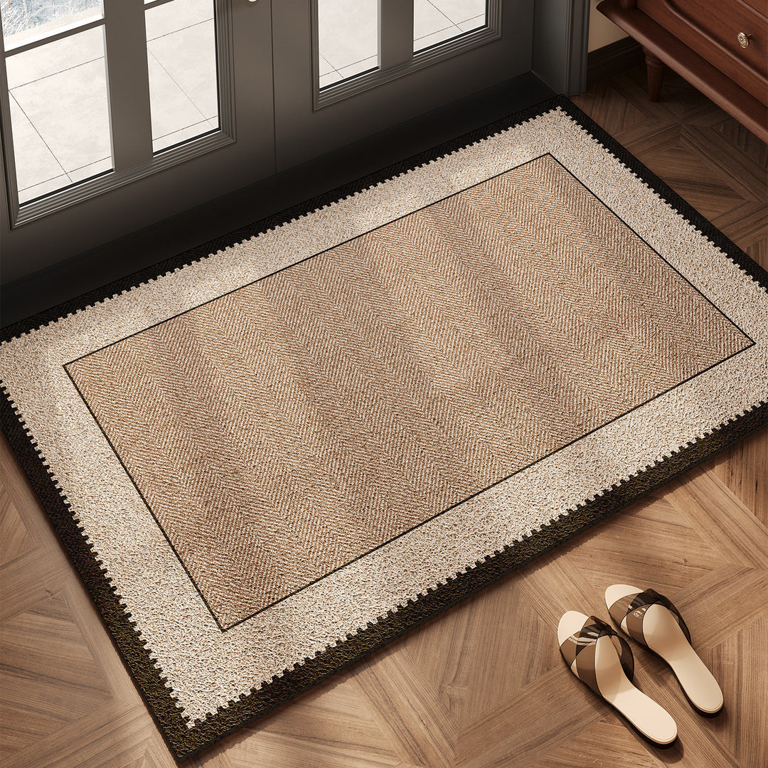 Elegant Herringbone Design Entryway Mat