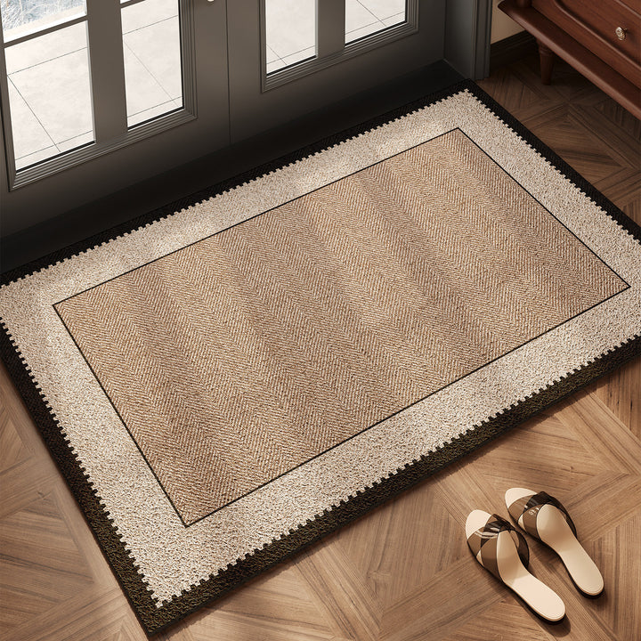 Elegant Herringbone Design Entryway Mat