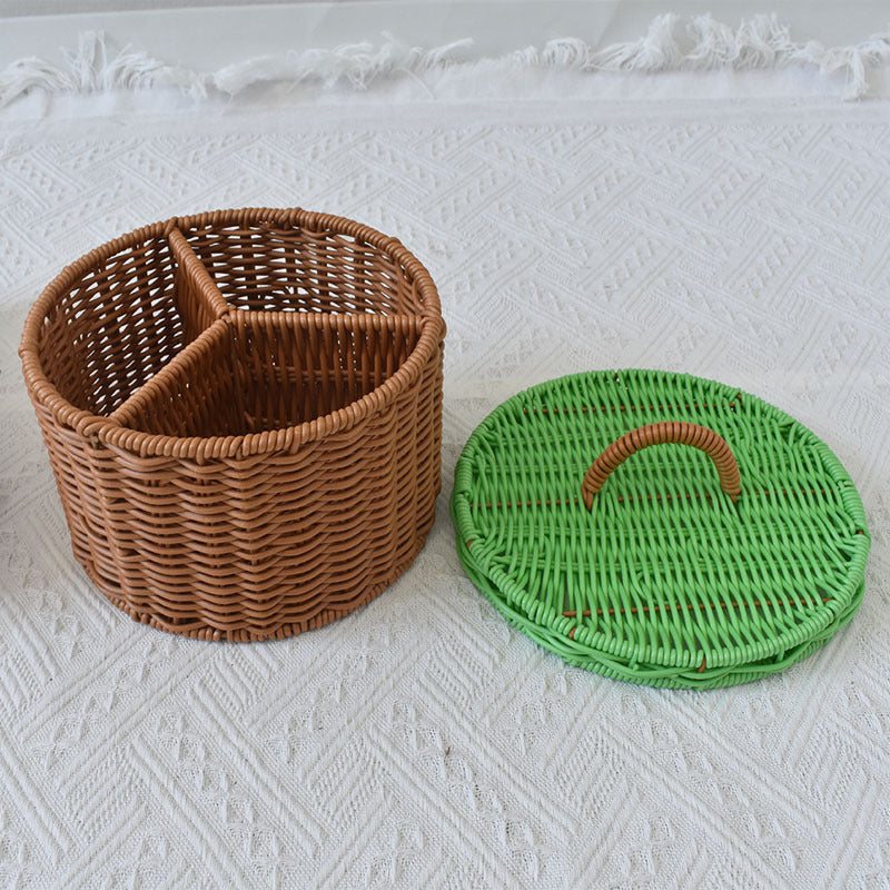 Triple-Compartment Woven Storage Basket Kalsten