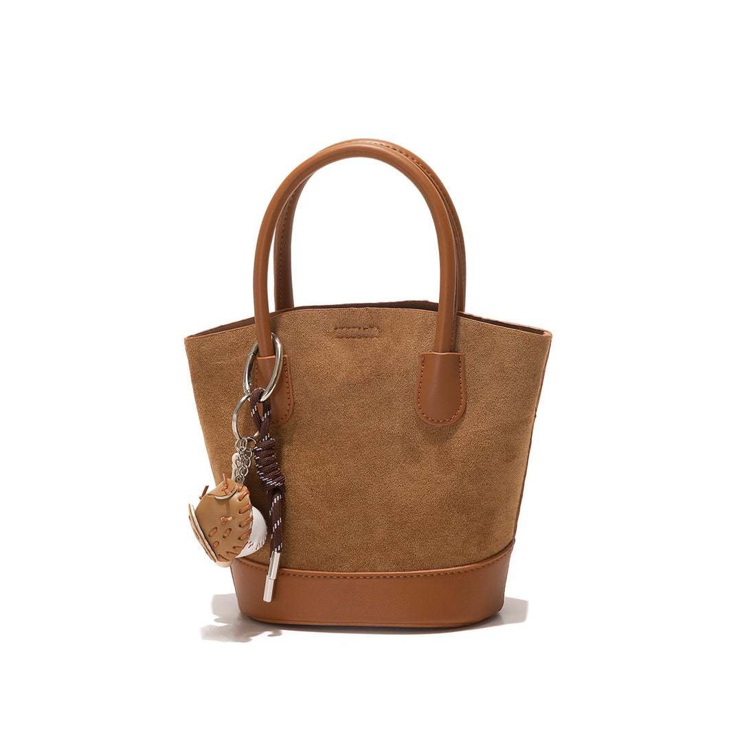 Compact Suede Handheld Tote Bag
