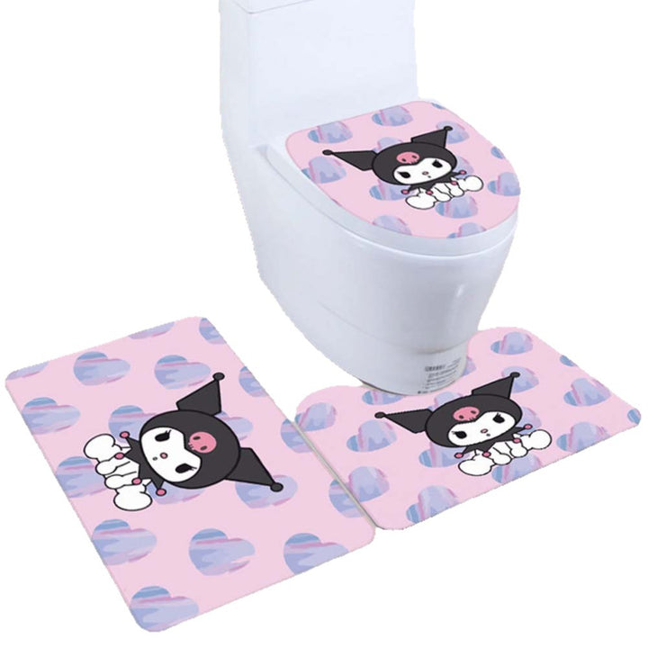 Floral Bunny-Themed Bath Mat Set