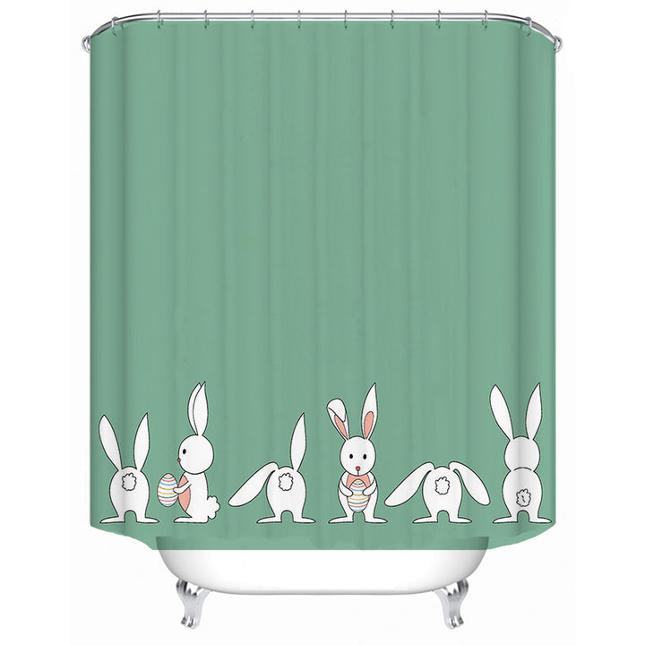 Whimsical Bunny Print Shower Curtain Kalsten