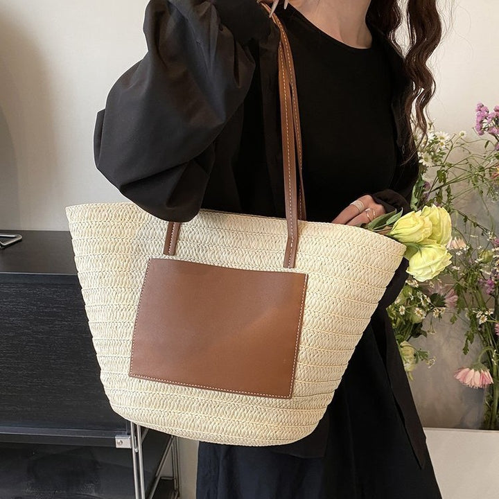 Spacious macrame tote bag with elegant leather accent Kalsten