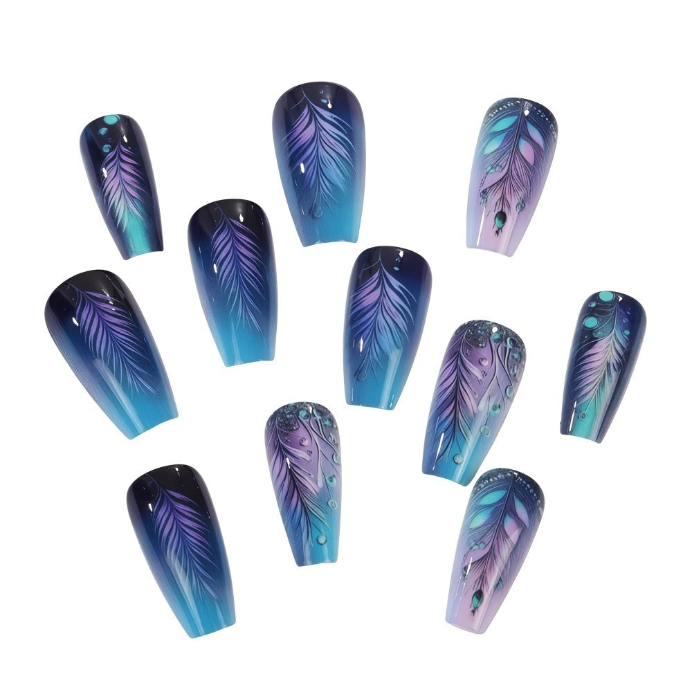 Artistic design nails with feather decoration Kalsten