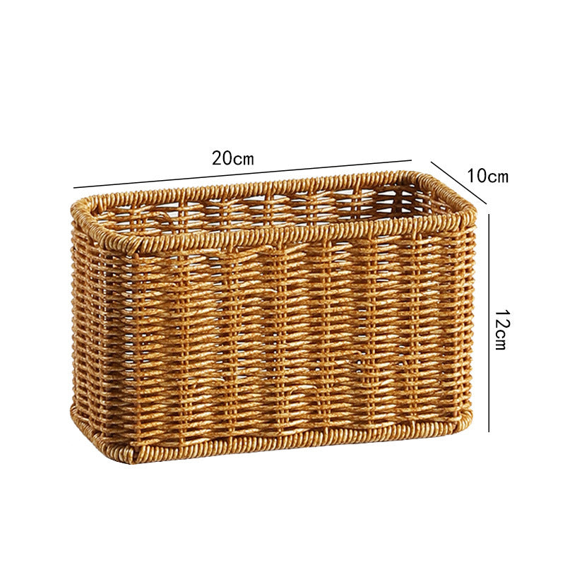 Handwoven Rectangular Storage Basket with Cutout Handles Kalsten
