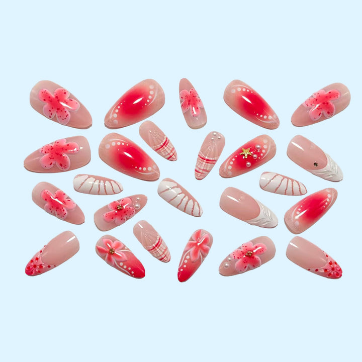 Artificial nails with 3D flower decoration Kalsten