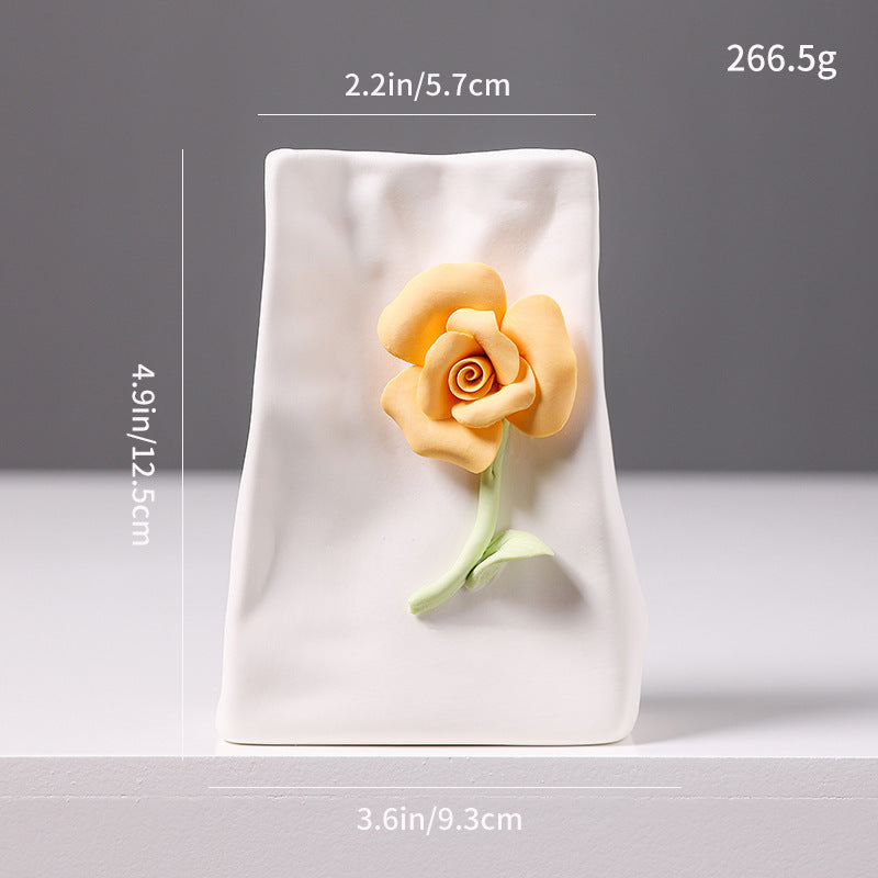 Decorative Floral Relief Ceramic Vase Kalsten