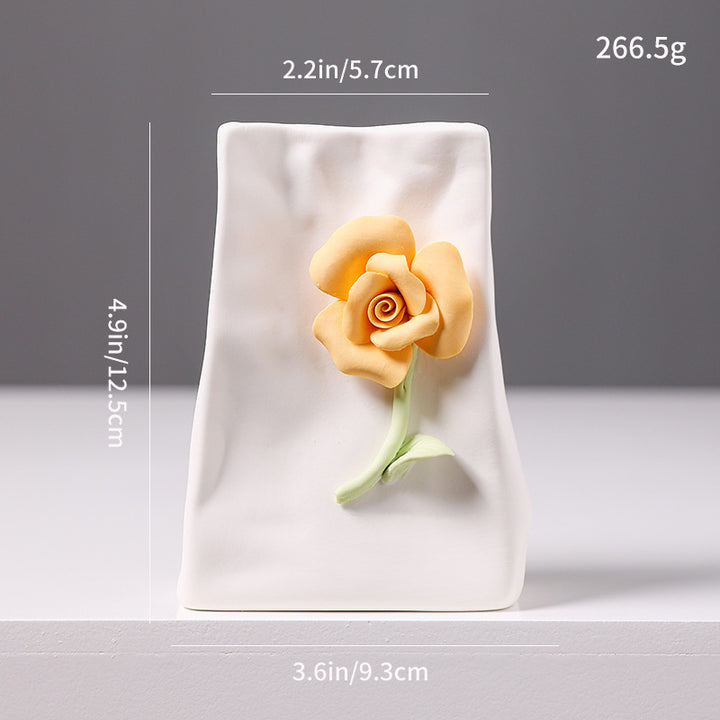 Decorative Floral Relief Ceramic Vase Kalsten