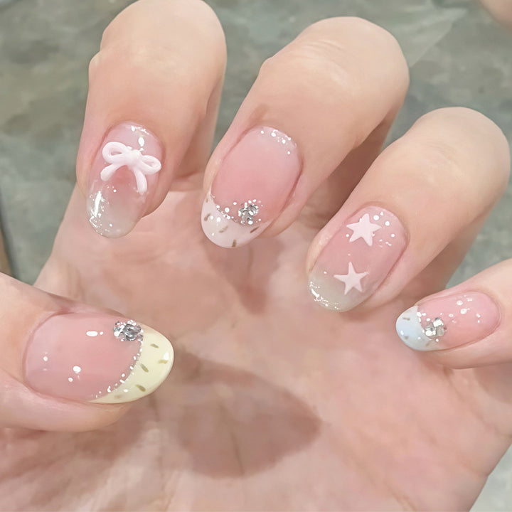 Artistic Press-On Nails Set with Decorative Accents Kalsten
