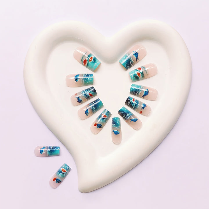 Underwater Scene Press-On Nails