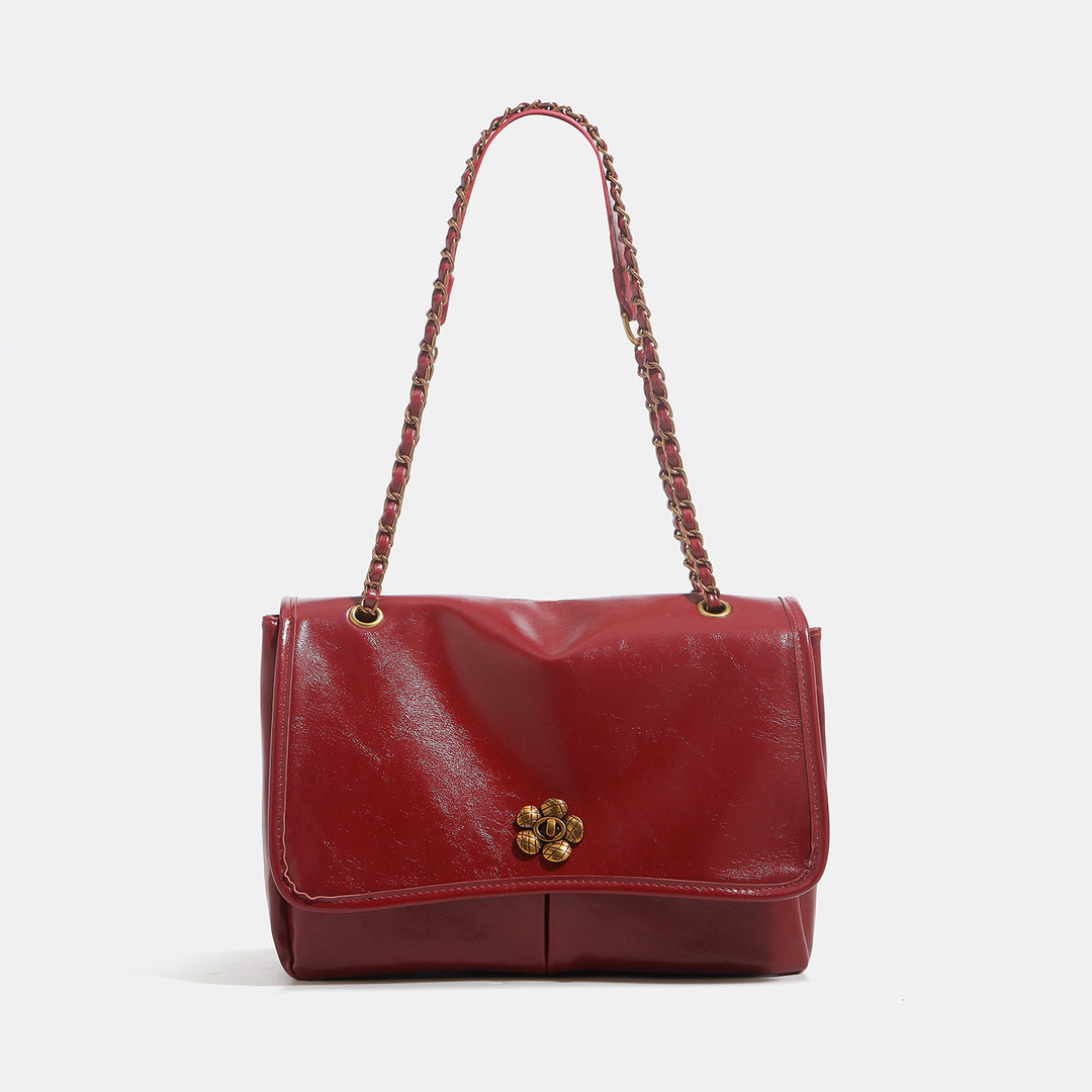 Elegant Flower-Accent Shoulder Bag