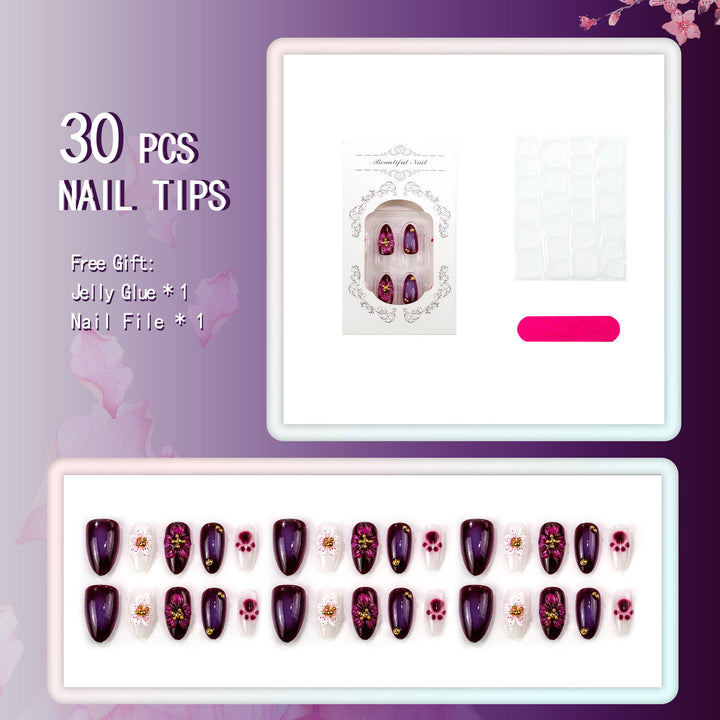 Elegant Floral-Inspired Press-On Nail Set