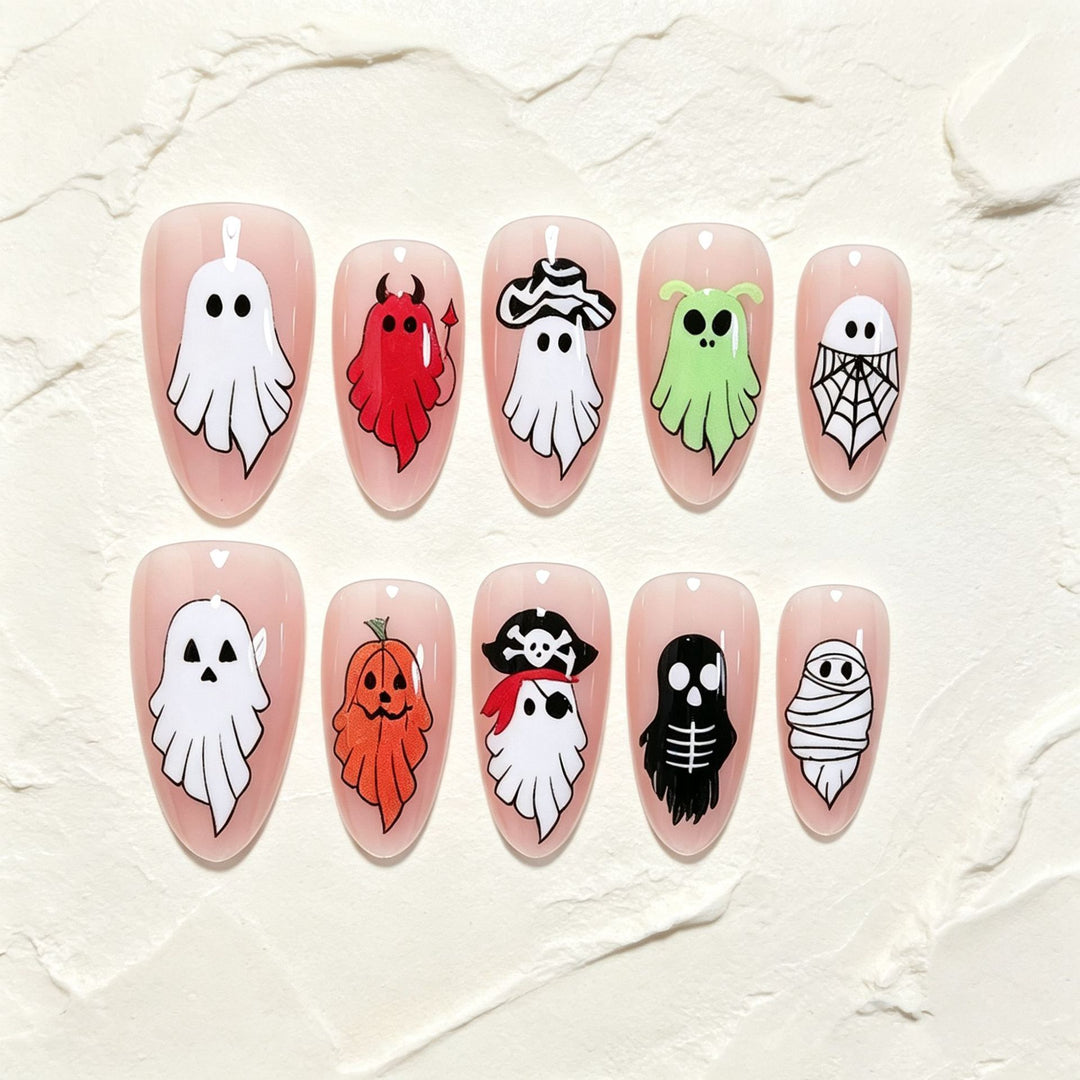 Halloween Nail Art Set with Creative Ghost Designs Kalsten