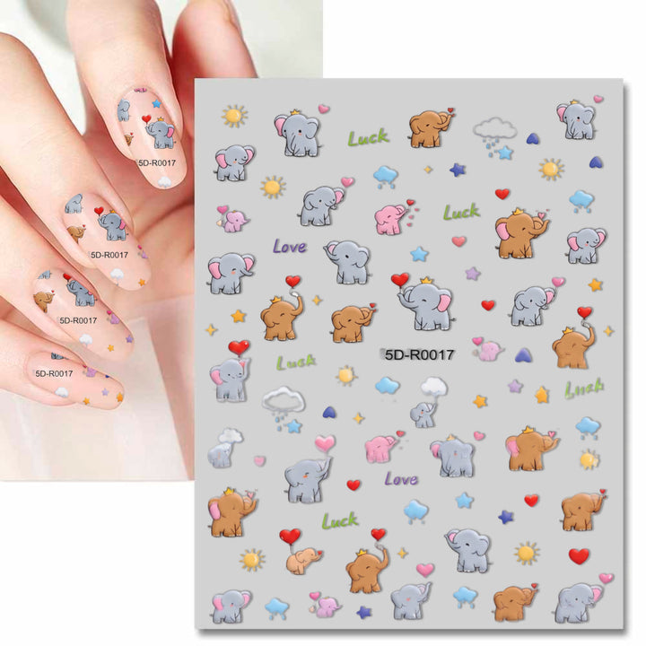 Cute Elephant Nail Art Stickers