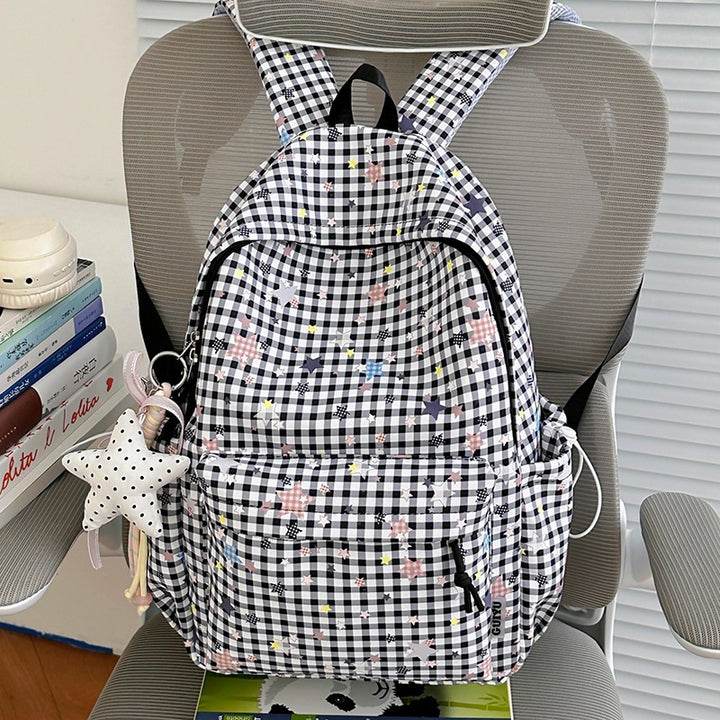 Stylish Checked Star-Patterned Backpack Kalsten
