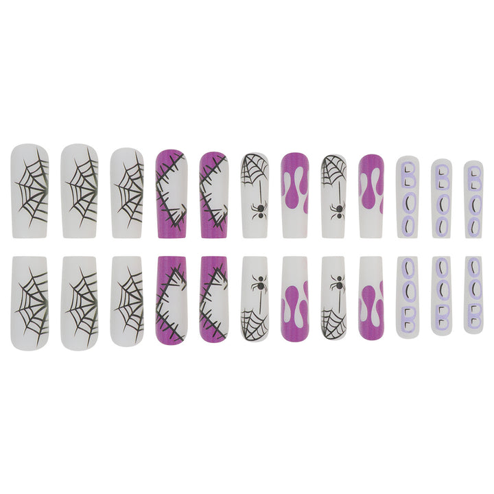 Halloween-Themed Long Press-On Nails with Spider and Drip Design Kalsten