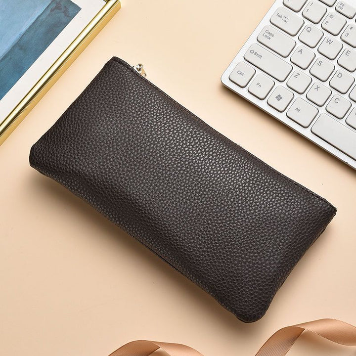 Textured Leather Zippered Pencil Case Kalsten