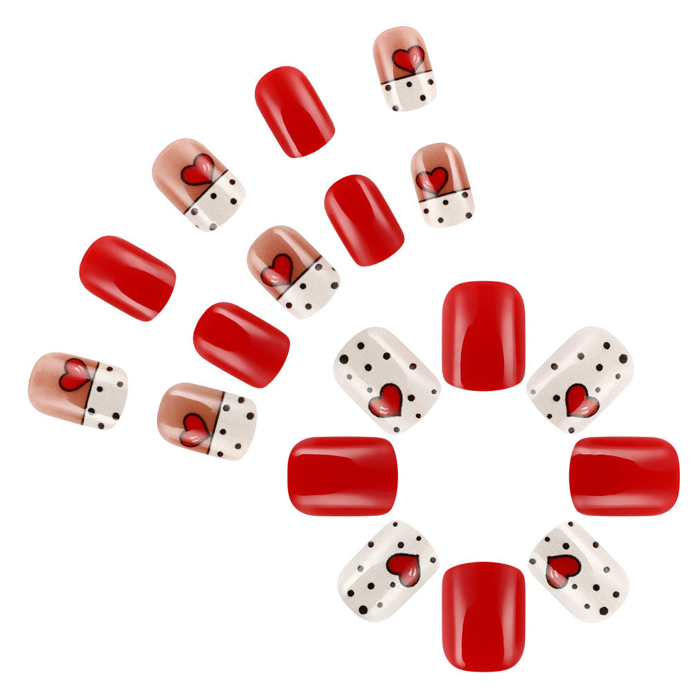 Heart-Embellished Press-On Nail Set Kalsten 1787543006