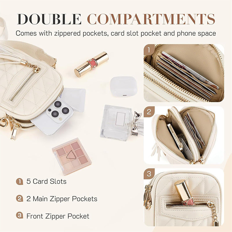 Stylish shoulder bag with quilted design and Kalsten pendant