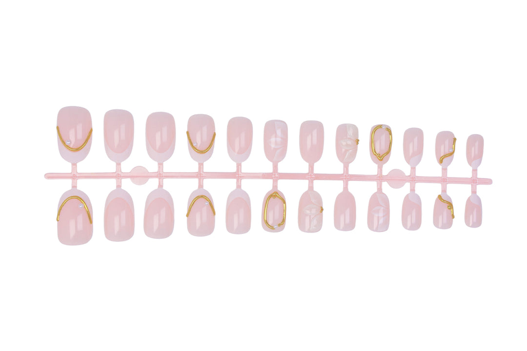 Elegant artificial nail set with romantic floral decorations Kalsten